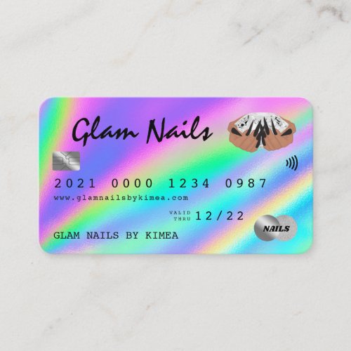 Holographic Nail Technician Credit Card