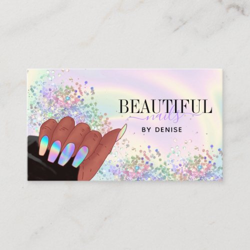 holographic nails salon afroamerican hand  busines business card
