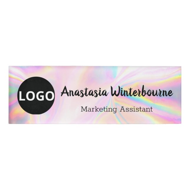 Holographic Name Badge – Custom Logo, Magnetic (Front)