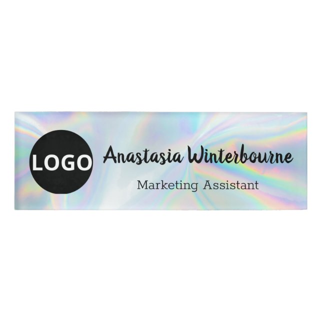 Holographic Name Badge – Custom Logo, Magnetic (Front)