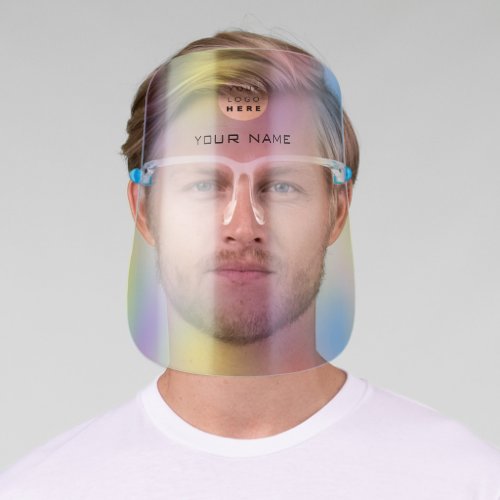 Holographic Name Logo Blue Color Therapy  Yellow Face Shield