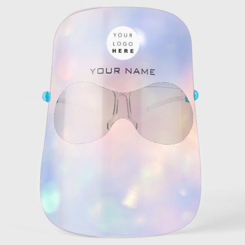 Holographic Name Logo Blue Therapy Makeup Glossy Face Shield