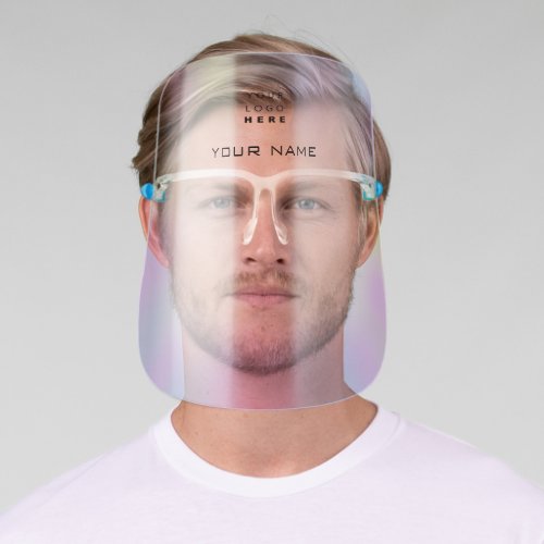 Holographic Name Logo Blue Therapy Pink Covid19 Face Shield