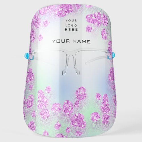 Holographic Name Logo Color Therapy Floral Mint Face Shield