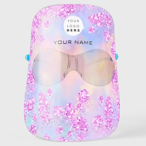 Holographic Name Logo Color Therapy Floral Pink Face Shield