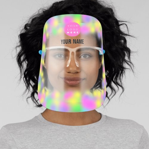 Holographic Name Logo Color Therapy Hot Pink Face Shield