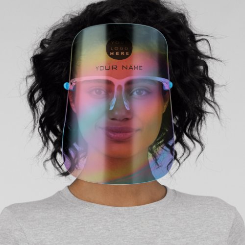 Holographic Name Logo Color Therapy Rainbow Face Shield