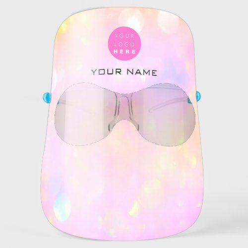 Holographic Name Logo Pink Therapy Beauty Studio Face Shield