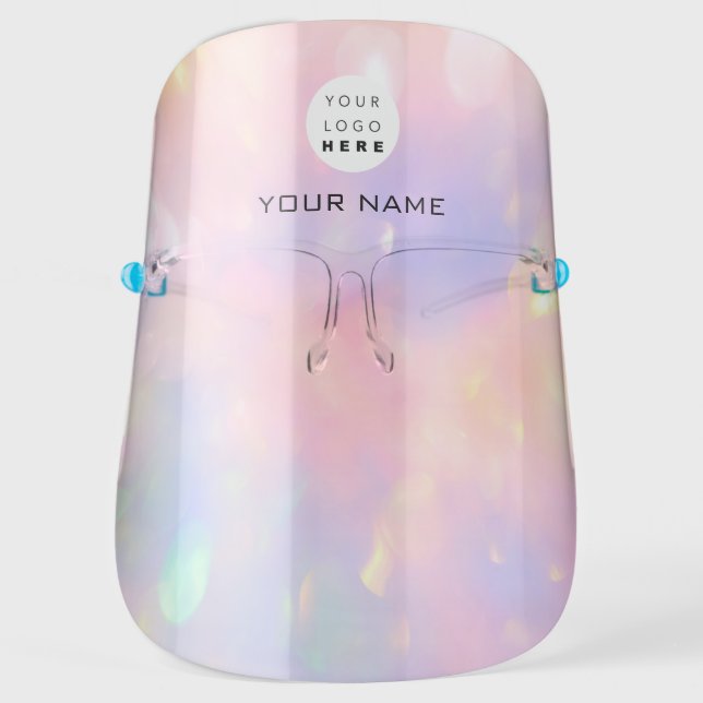 Holographic Name Logo Pink Therapy Makeup Nails Face Shield (Front)