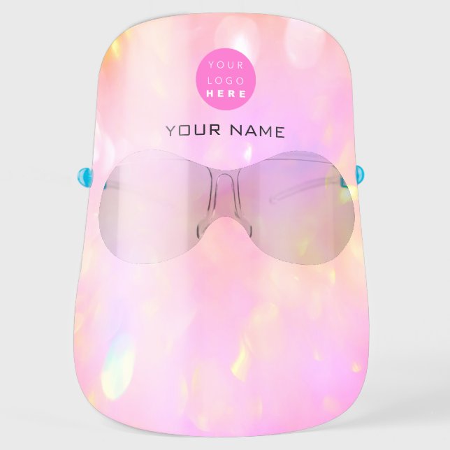 Holographic Name Logo Therapy Nails Hair Makeup Face Shield (Front)