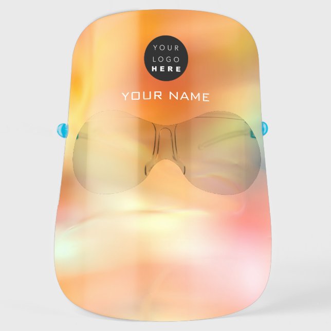 Holographic Name Monogram Logo Covid19 Ombre Face Shield (Front)