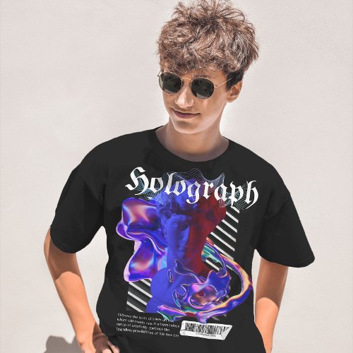 Holographic  neon art greek streetwear  T_Shirt