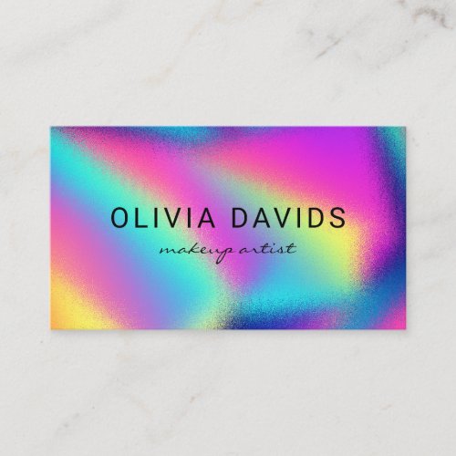 Holographic Neon Rainbow Makeup Artist QR Code Business Card