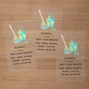 Holographic OFFICE Cleaning Service Clear Business Cards