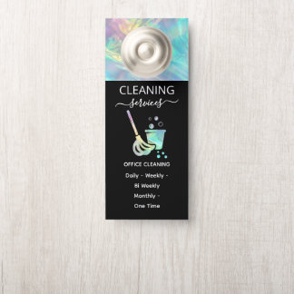holographic Office Cleaning Service Door Hanger