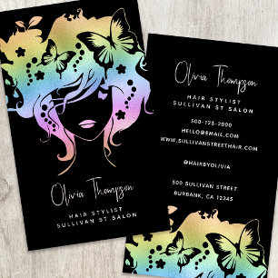 Business Cards fashion for Makeup Artist in New Orleans | Holographic Foil Business Card | Boutique Owner, Hair Stylist, Nail Artist, Rainbow Foil