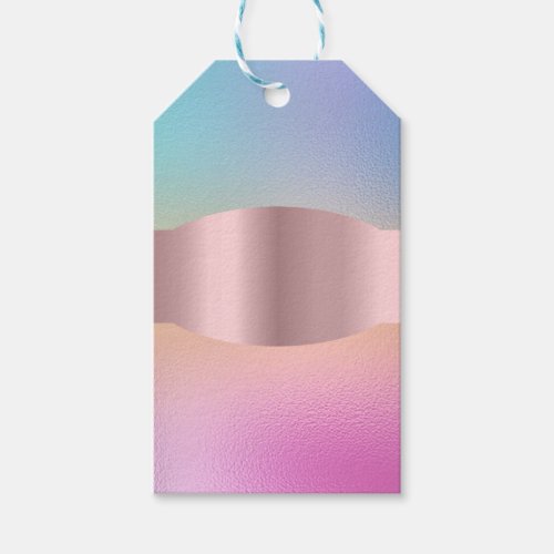 Holographic Ombre Minimalism Pink Rose Gift Tags