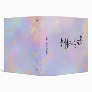 Holographic Opal Elegant Blush Rose Gold 3 Ring Binder