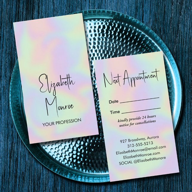 Holographic Opal Gemstone Appointment Card (Holographic Opal Gemstone Appointment Cards)