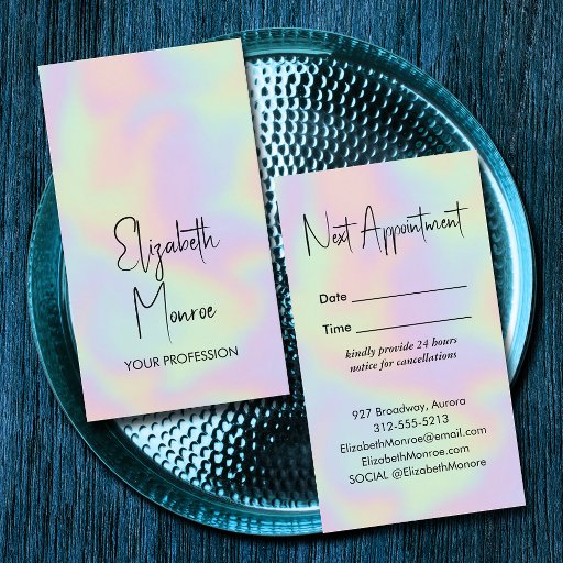 Customizable Holographic Opal Gemstone Business Card