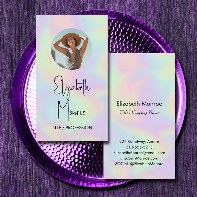 Holographic Opal Gemstone Photo Business Card (*BEST TO USE SIGNATURE UV GLOSS paper we selected for best results with holographic illustration)