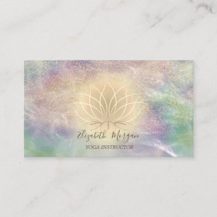 Holographic Opal Gold Lotus Confetti Yoga I Business Card