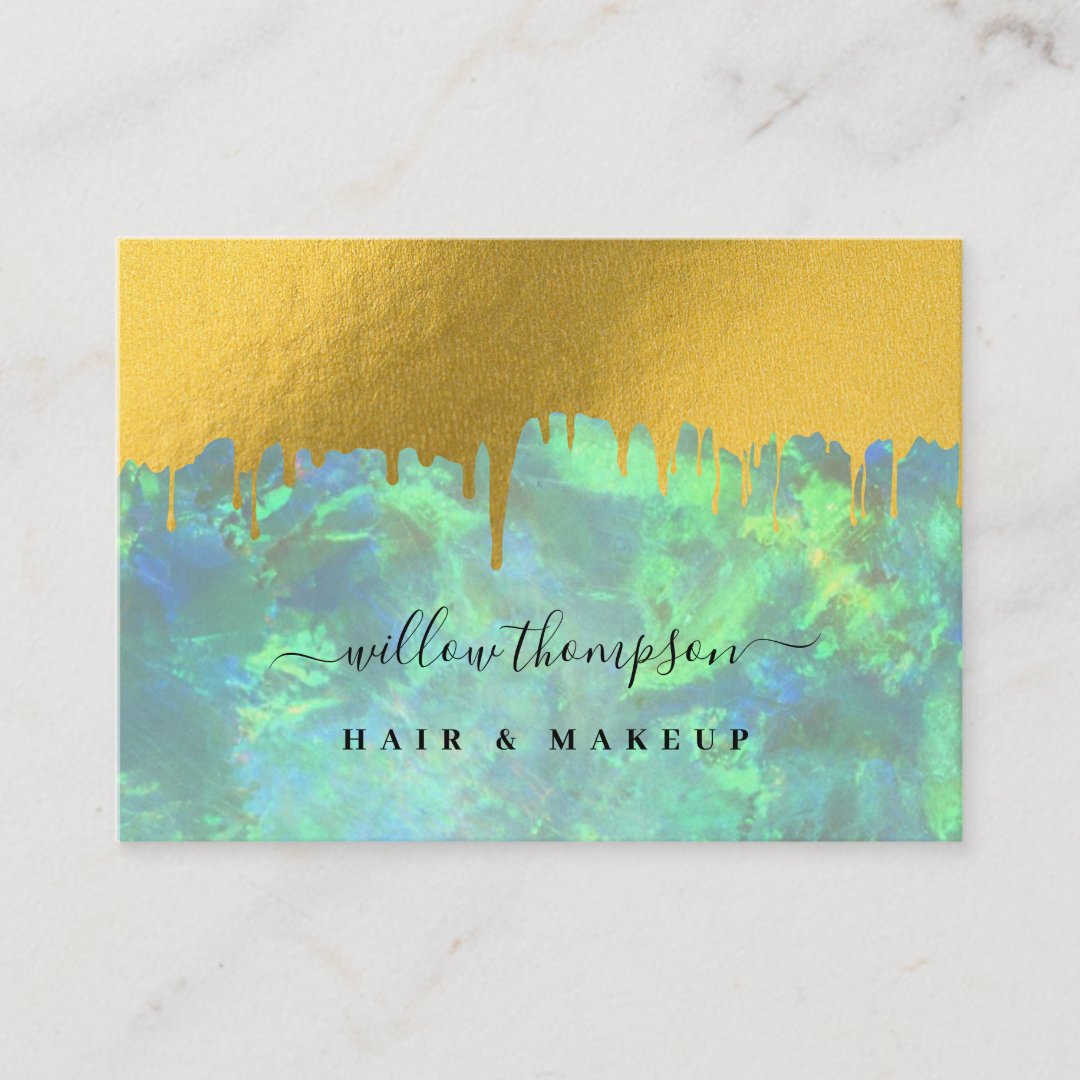 Holographic Opal & Gold Makeup Artist Beauty Salon Business Card Zazzle