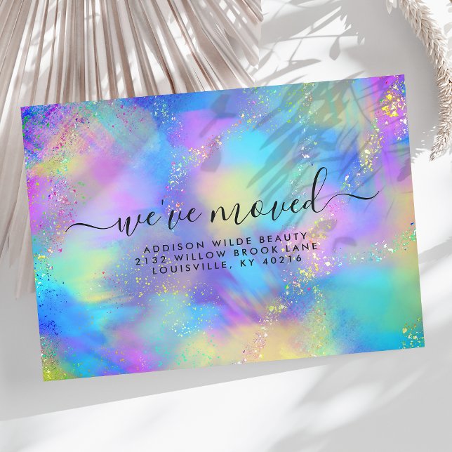 Holographic Opal Iridescent Moving Announcement Postcard (Creator Uploaded)