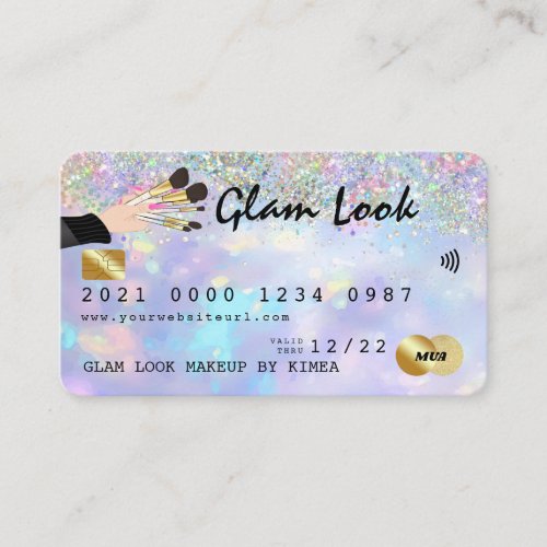 Holographic Opal Makeup Artist MUA Credit Card