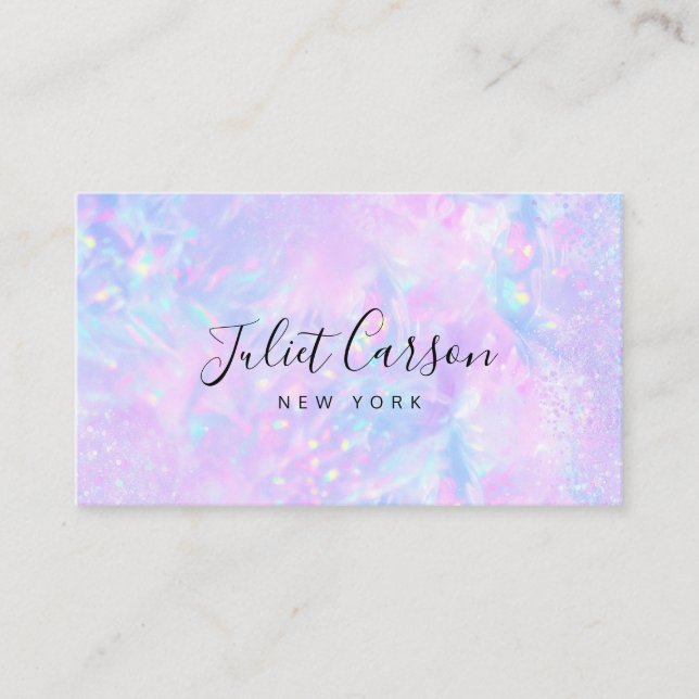  Holographic Opal Pink Business Card (Front)