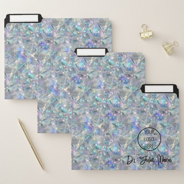 Holographic Opal Stone Background File Folder (Set)