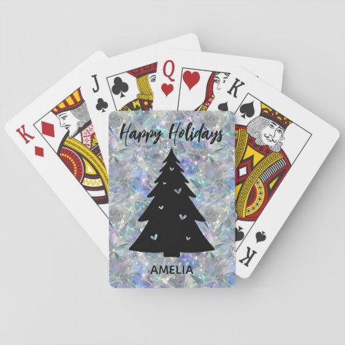 Holographic Opal Stone Background Holidays Name Playing Cards