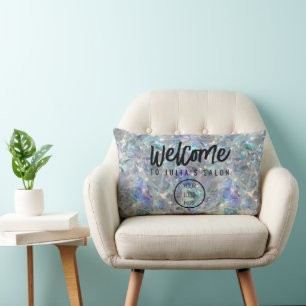 Holographic Opal Stone Background Lumbar Pillow