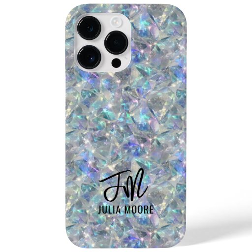 Holographic Opal Stone Background Monogram Case-Mate iPhone 14 Pro Max Case