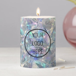 Holographic Opal Stone Background Pillar Candle