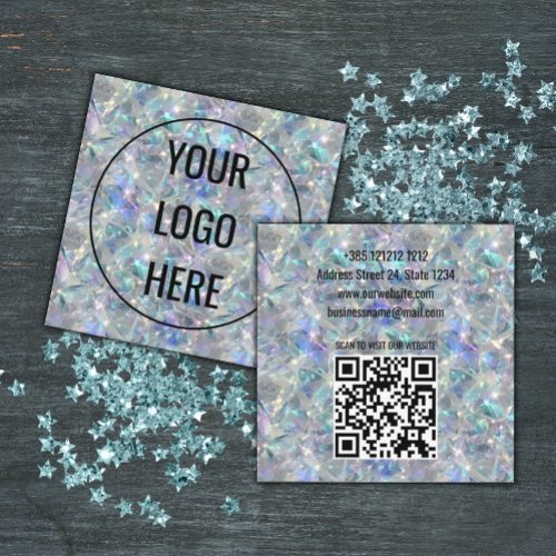 Holographic Opal Stone Background Square Business Card