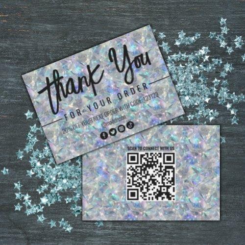 Holographic Opal Stone Background Thank You Card
