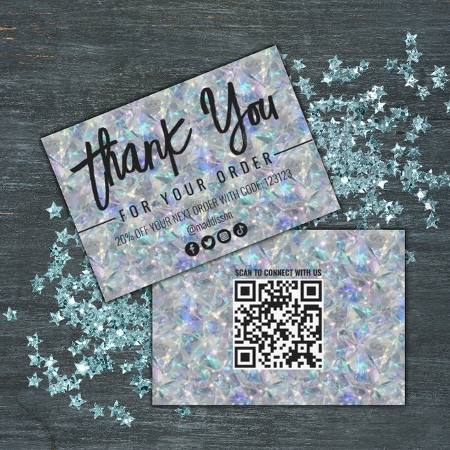 Holographic Opal Stone Background Thank You Card (Creator Uploaded)