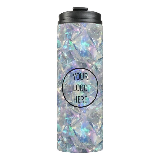 Holographic Opal Stone Background Thermal Tumbler (Front)
