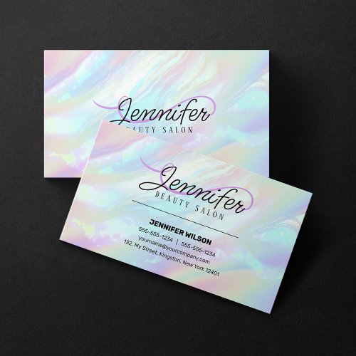 Holographic Opal Stone Beauty Salon Nail salon Business Card