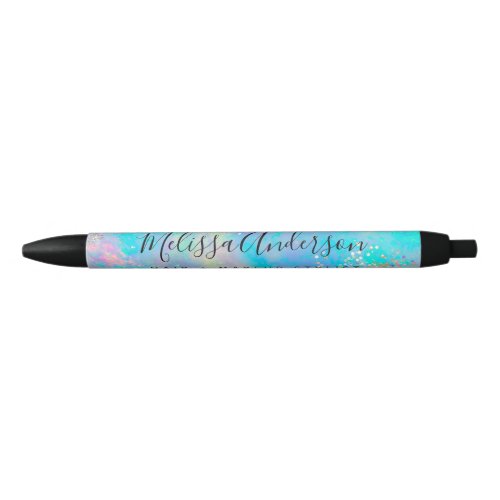 Holographic Opal Stone Glitter  Black Ink Pen