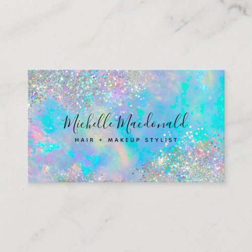 Holographic Opal Stone Glitter  Business Card