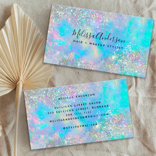 Holographic Opal Stone Glitter Business Card