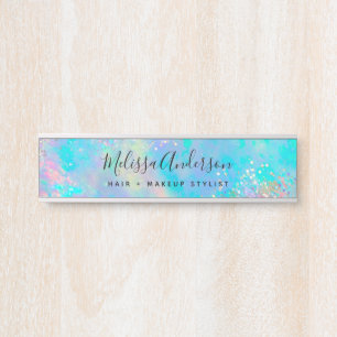 Holographic Opal Stone Glitter Calligraphy Door Sign