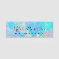 Holographic Opal Stone Glitter Calligraphy Name Tag Zazzle