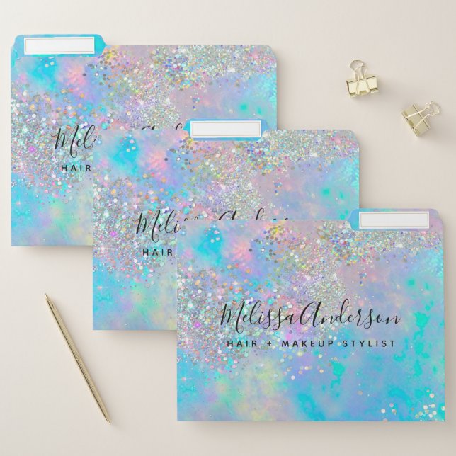 Holographic Opal Stone Glitter  File Folder (Set)