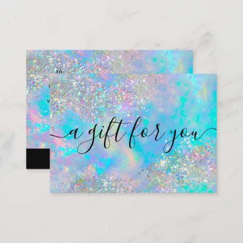 Holographic Opal Stone Glitter Gift Certificate  Note Card