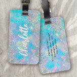 Holographic Opal Stone Glitter Luggage Tag<br><div class="desc">Level up your luggage with this gorgeous personalized luggage tag</div>