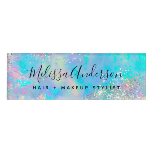 Holographic Opal Stone Glitter  Name Tag