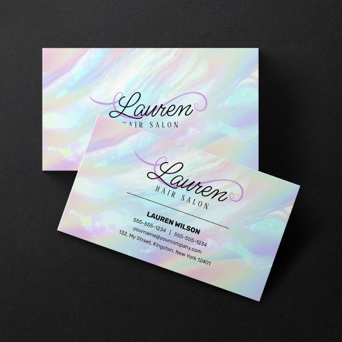 Holographic Opal Stone Hair Salon Hairstylist Business Card